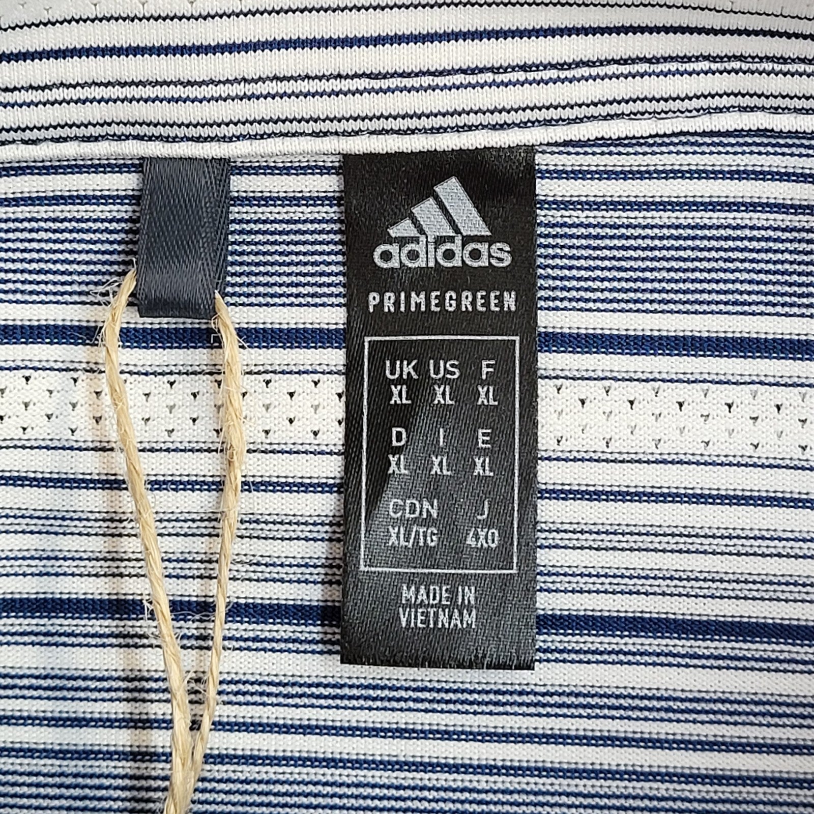 Adidas Bearwood Lakes White & Blue Striped Polo Shirt Uk Men's Size XL Bnwt