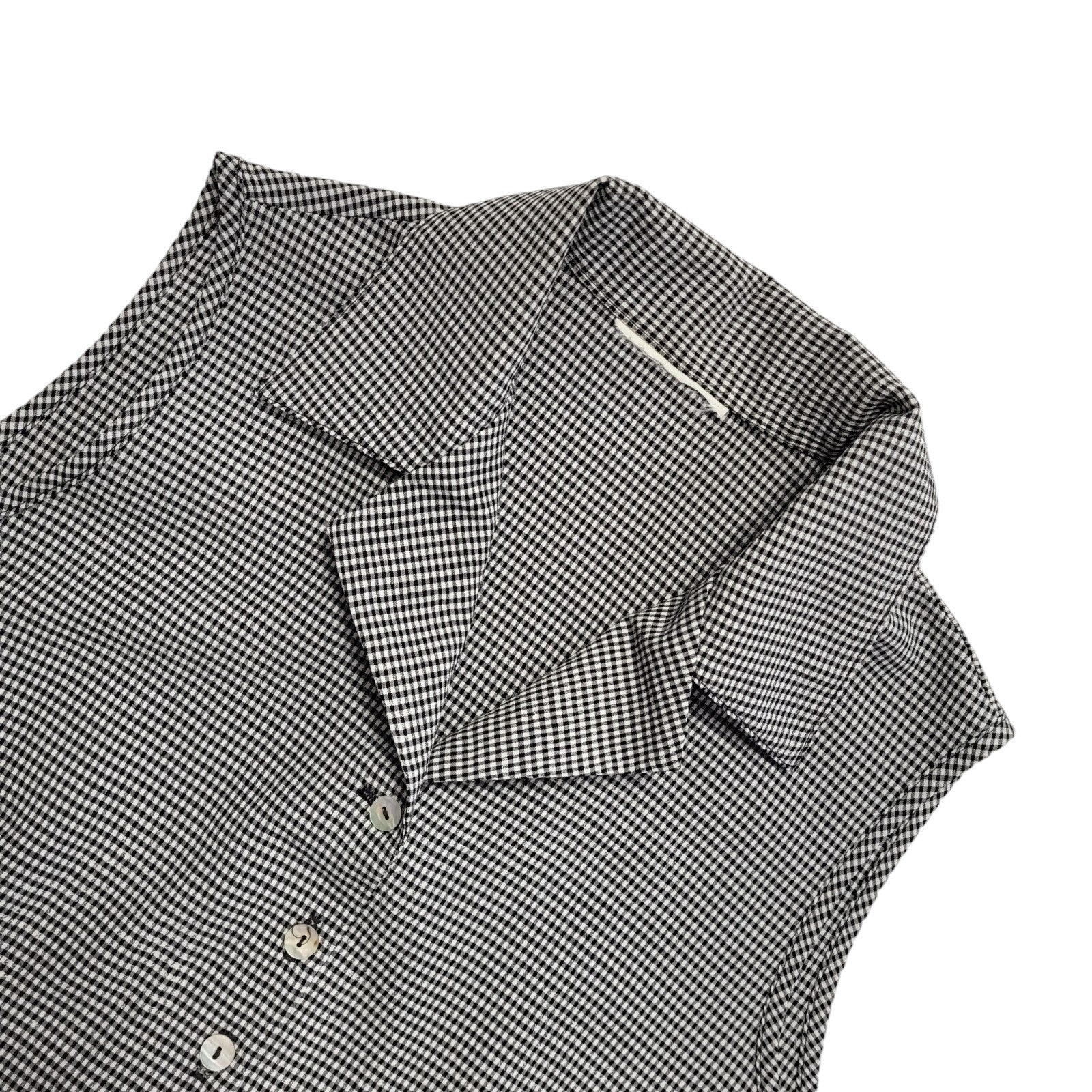 Vintage 90's Black & White Checked Sleeveless Shirt Womens UK Size S