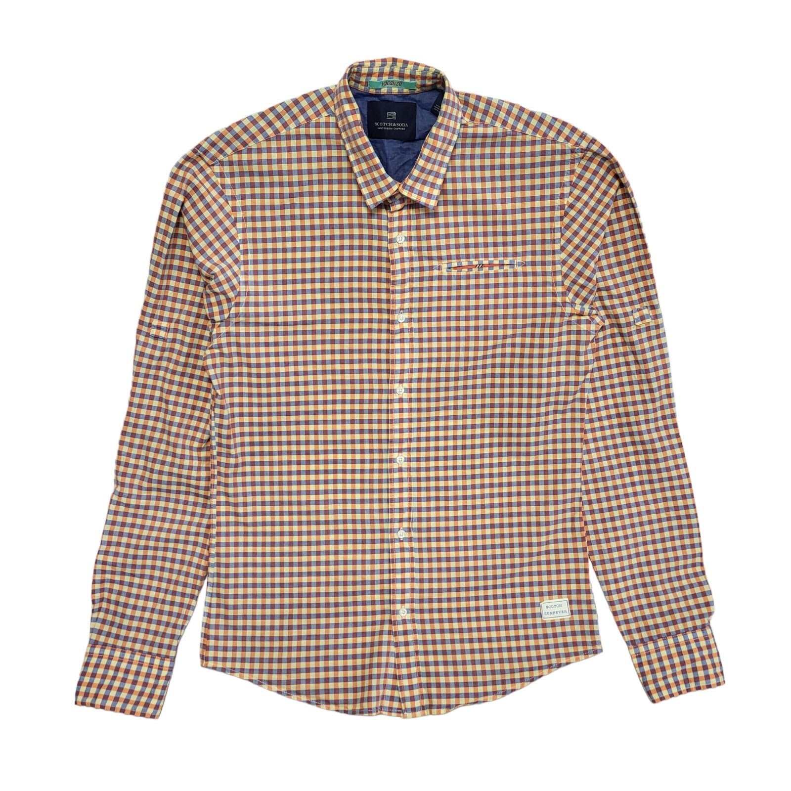 Scotch & Soda Vintage Y2K Pink Blue Check Long Sleeve Shirt Uk Men's Size S