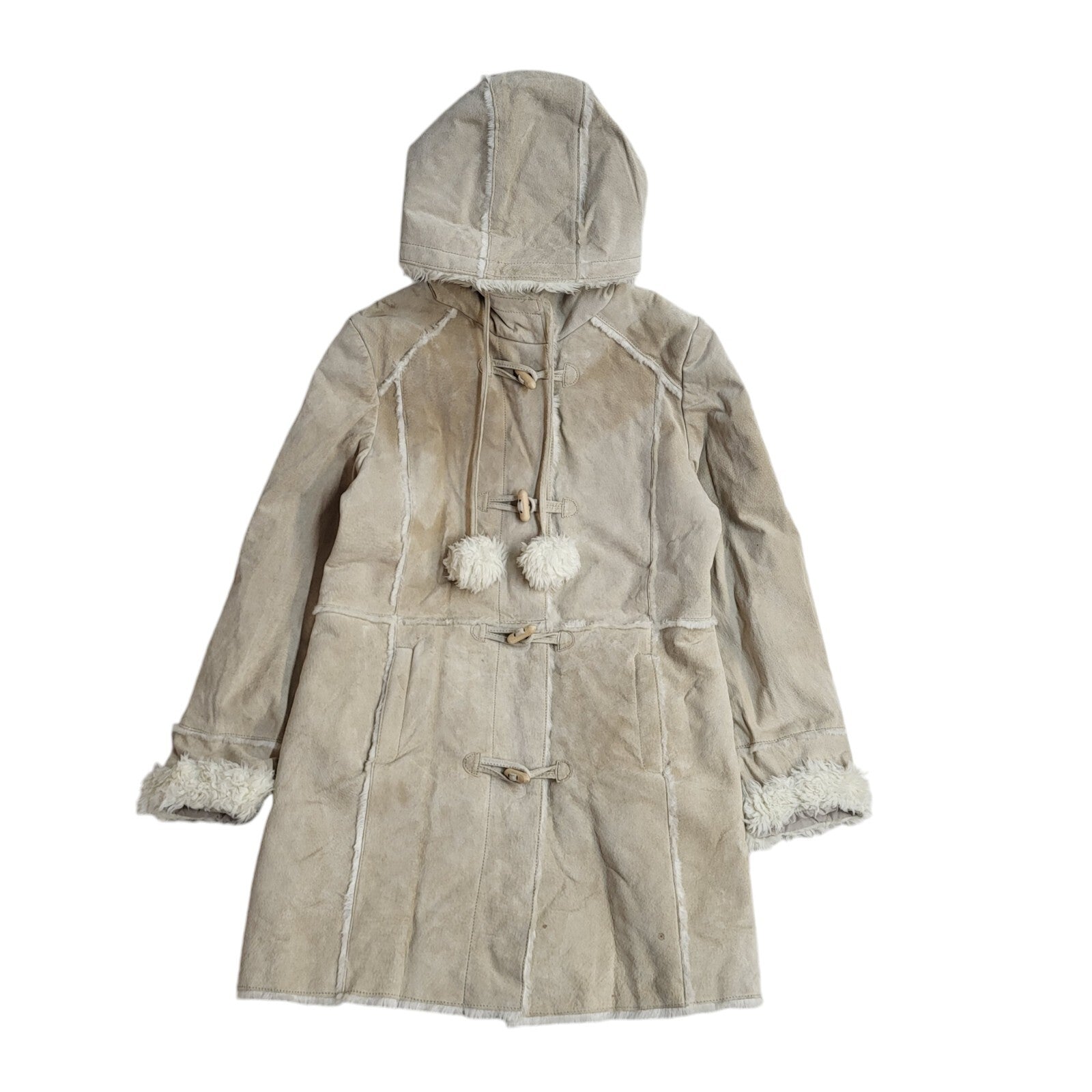 Dorothy Perkins Vintage Y2k Beige Hooded Faux Fur Women's UK 14 Bnwt