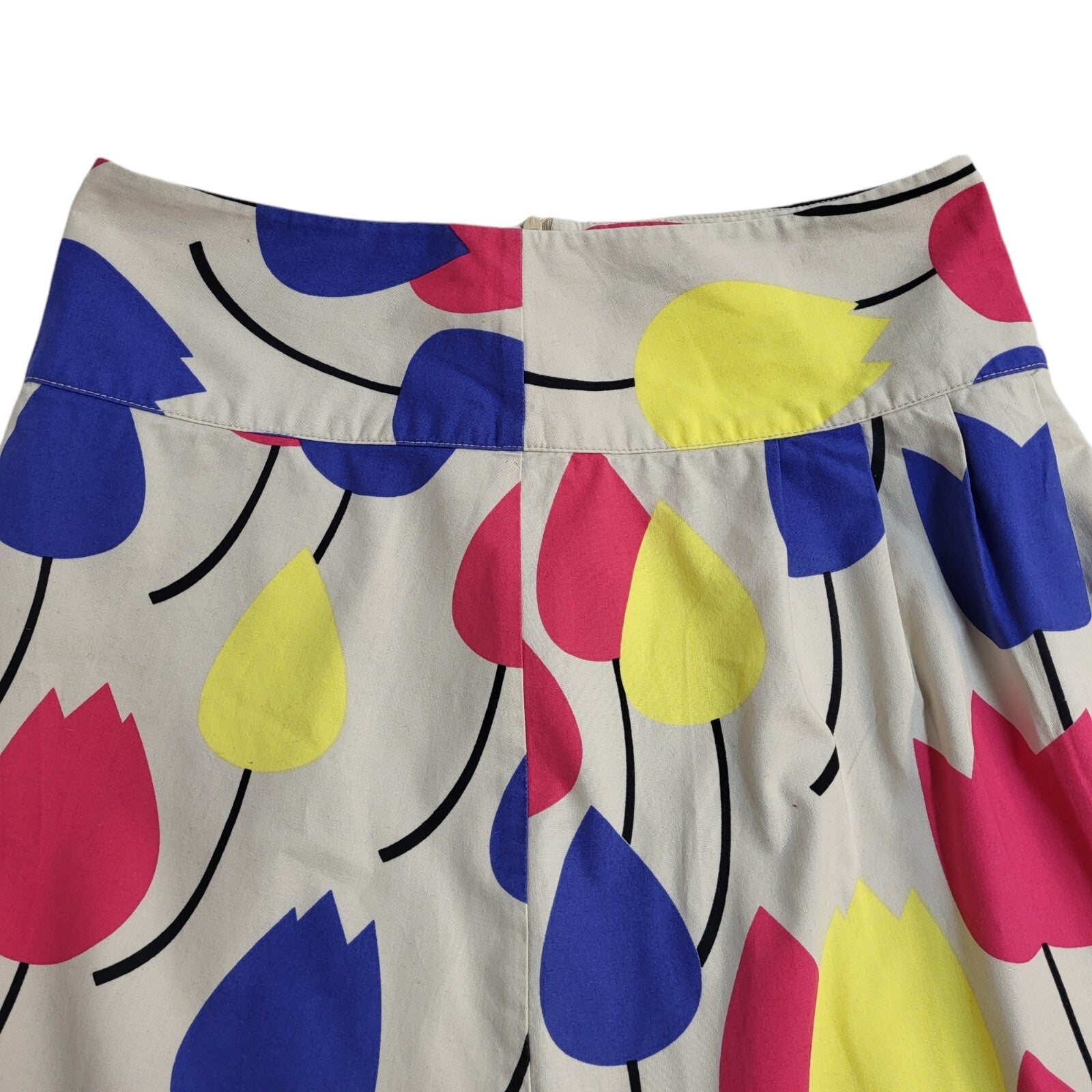 Laura Ashley 90's Vintage Beige Blue Floral Skirt Uk Women's Size 12