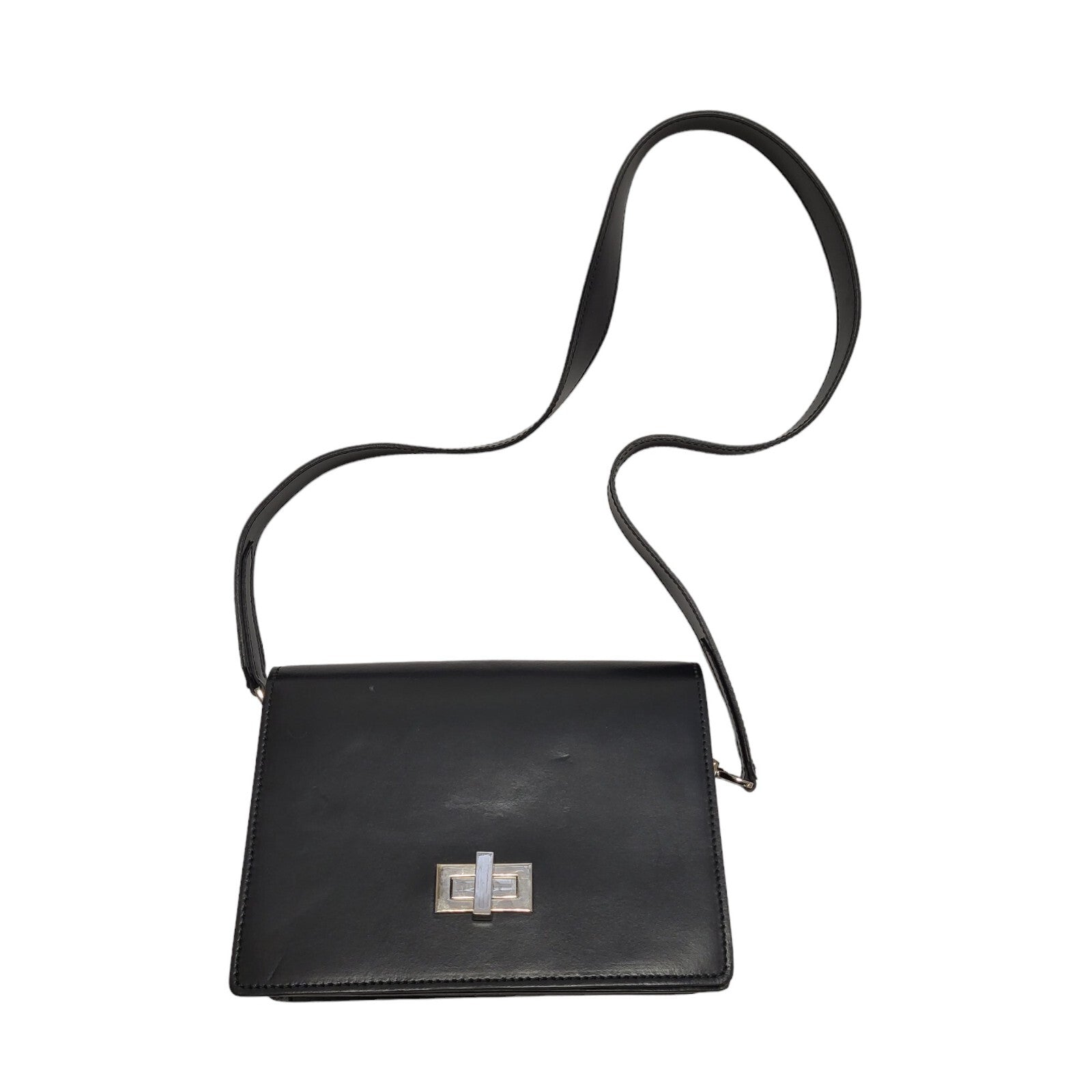 Genuine Leather Black Leather Hand Bag / Shoulder Bag Uk Women's 6.5" x 9"