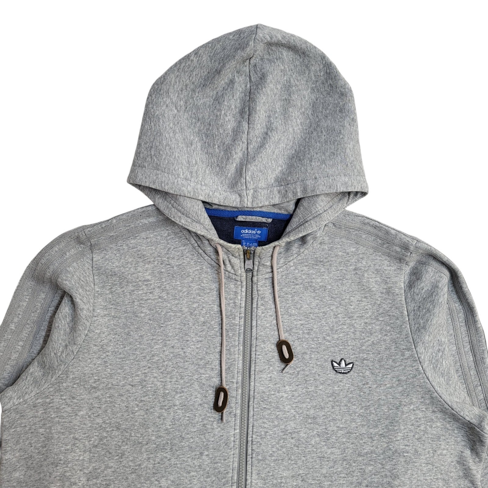 Adidas Grey Y2K Drawstring Full Zip Sports Hoodie UK Men's Size XL