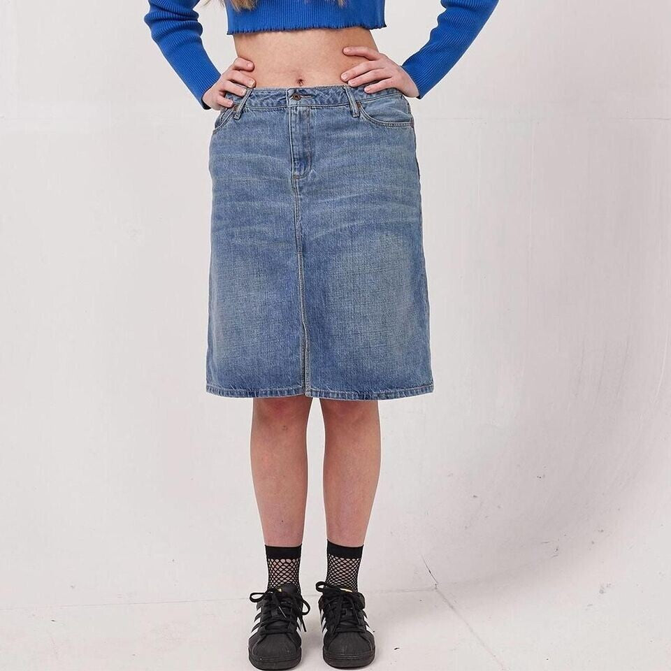 Pepe Jeans Vintage Y2K Blue A-Line Denim Skirt Womens UK 10 W28