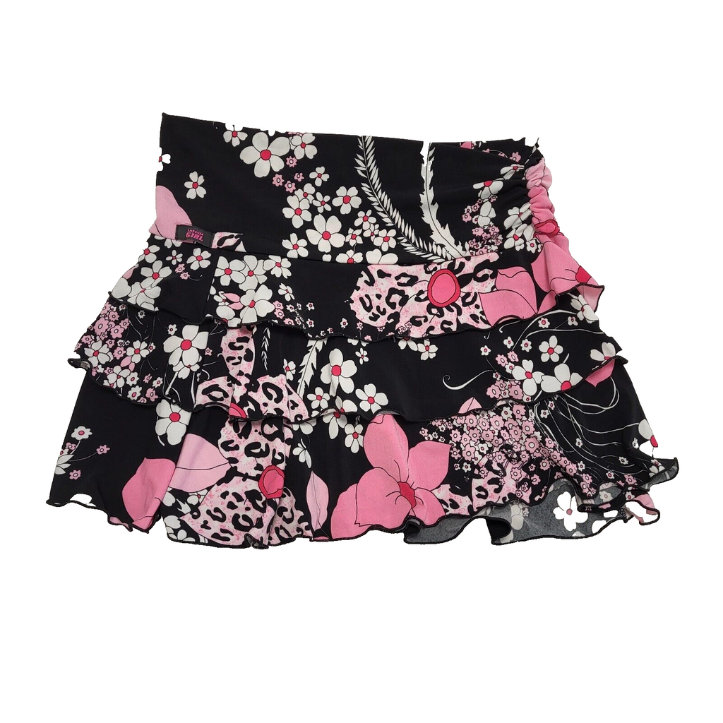 La senza Girl Vintage 90's Black & Pink Floral Mini Skirt Womens UK M W28