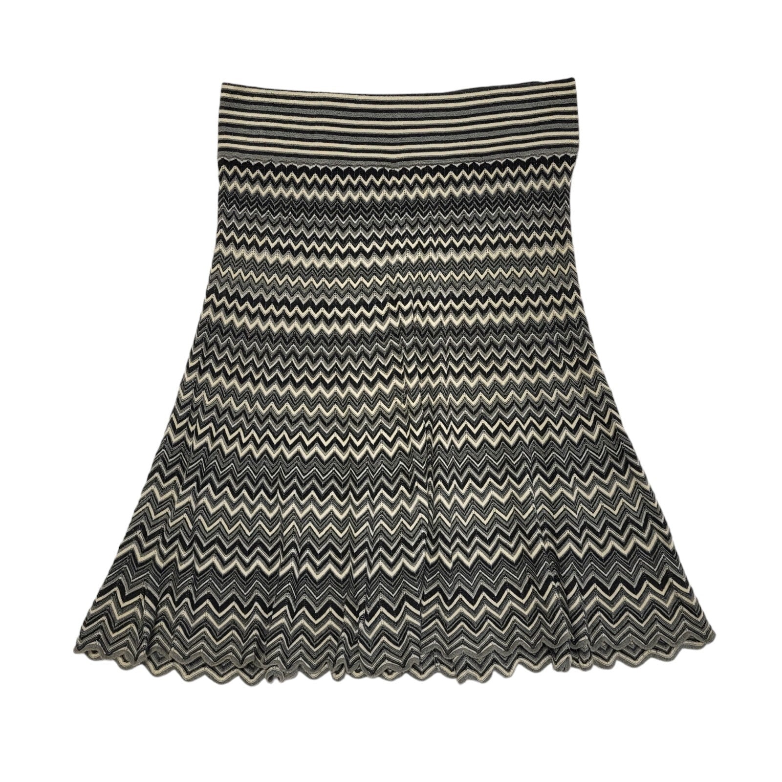 Kookai Y2K Vintage Grey Zigzag A-Line Skirt Women's Size L 12 W30