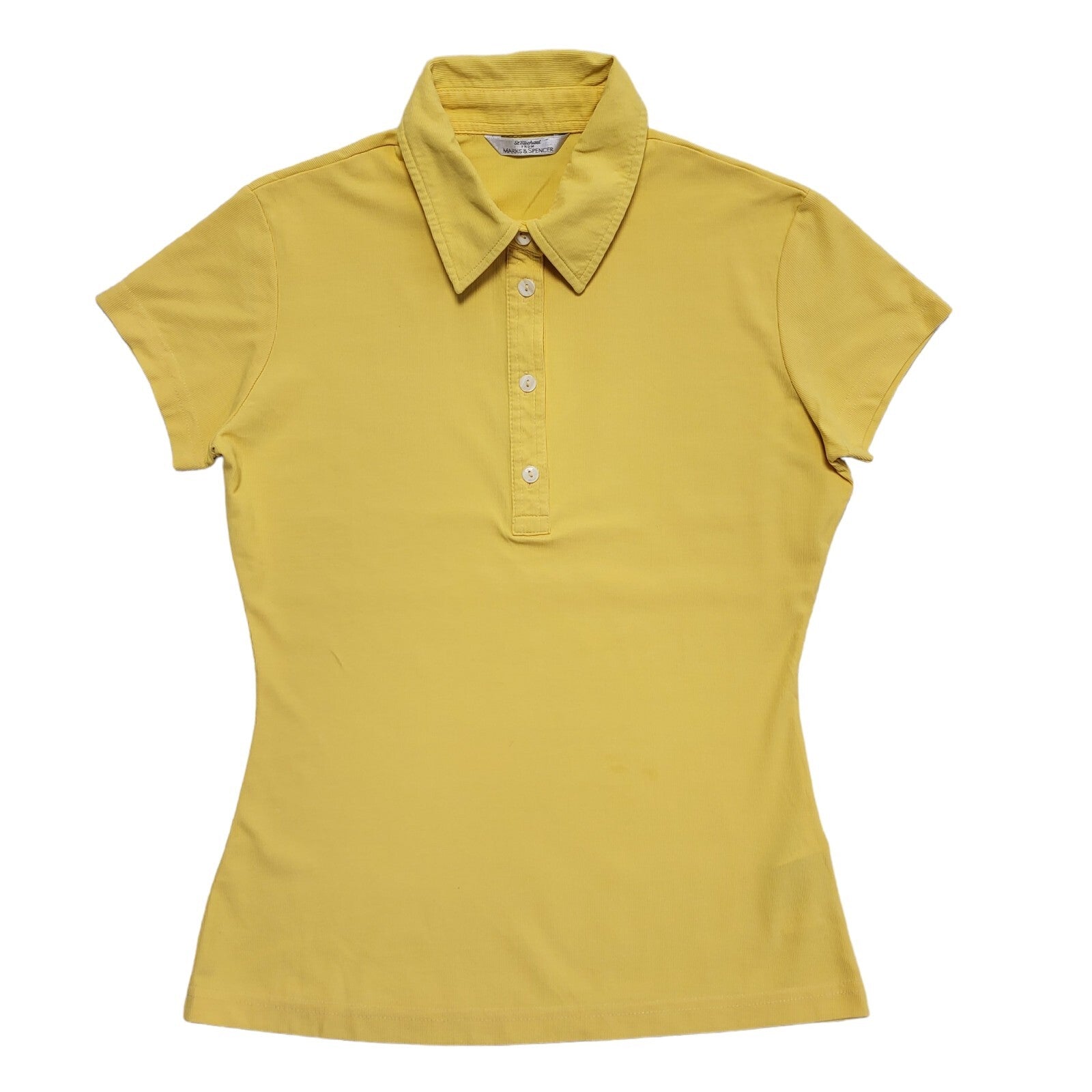St Michael Vintage Y2k Yellow Collared Polo Shirt Uk Women's Size 12