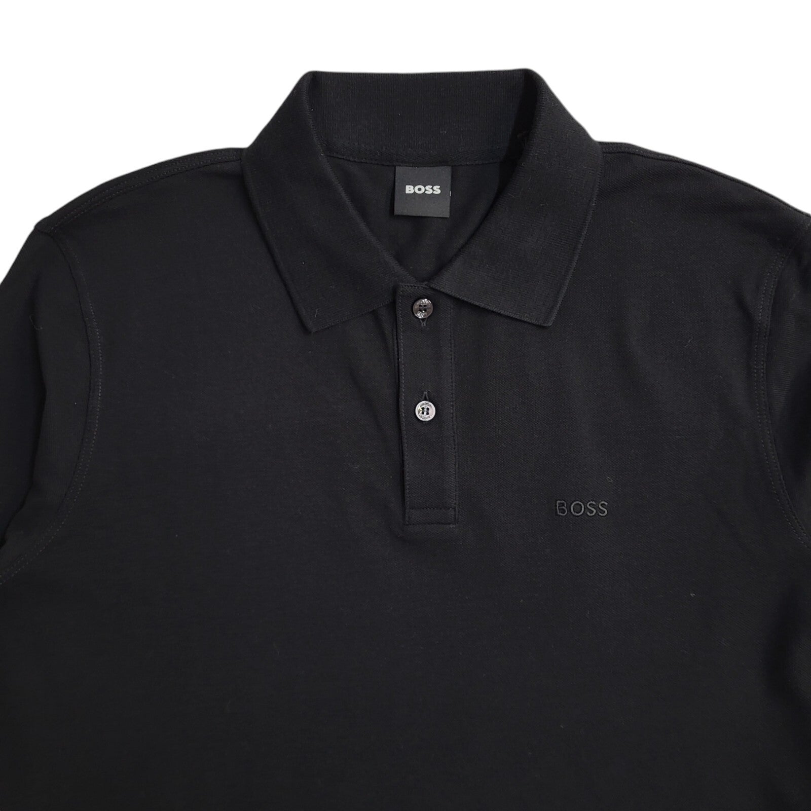 Boss Y2K Vintage Black Long Sleeve Polo Top Shirt Men's Size M