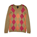 Tommy Hilfiger Y2k Brown Pink V-Neck Thin Knit Jumper Uk Women's Size XS