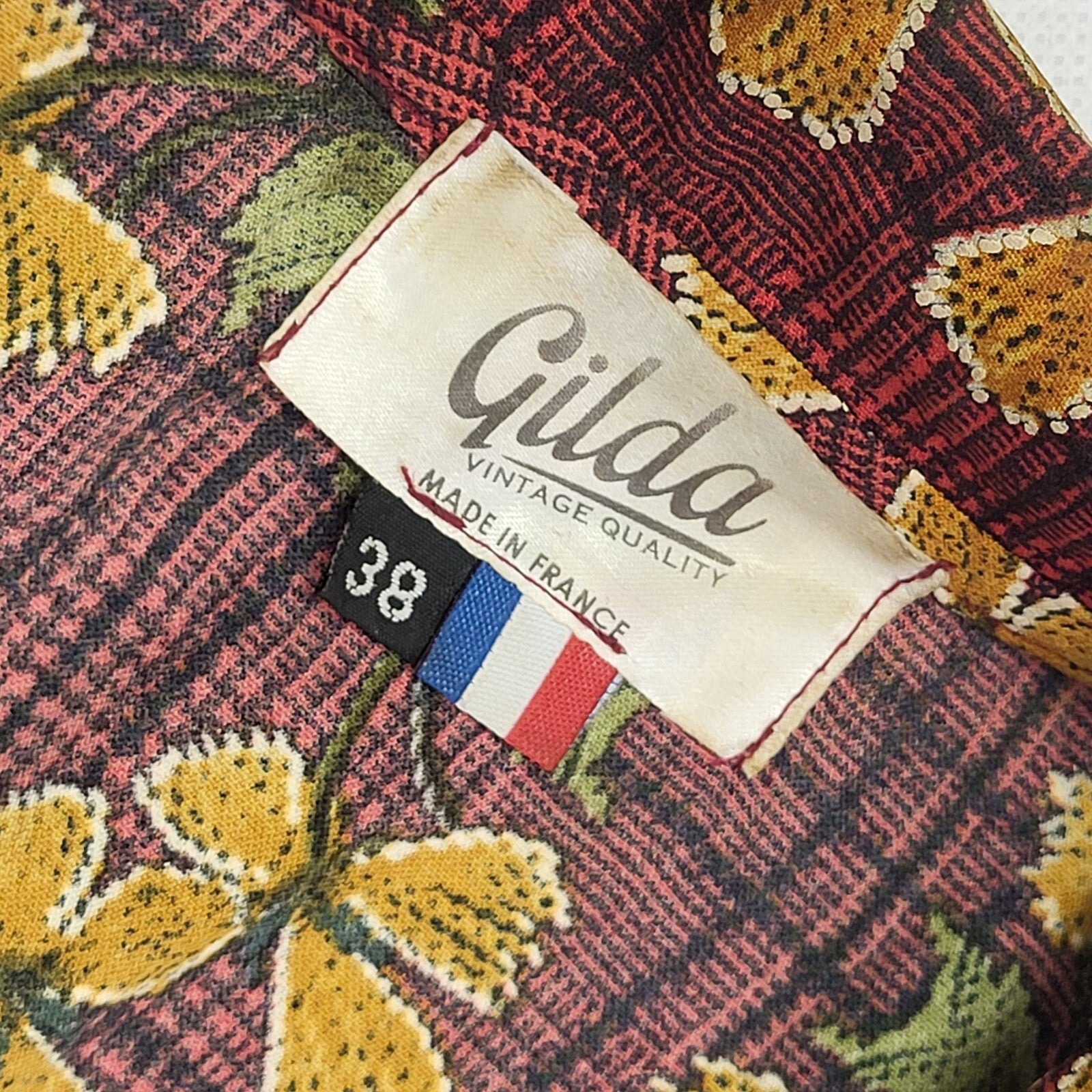 90s Vintage Gilda Red Floral Wrap Dress Women's Size Medium UK10