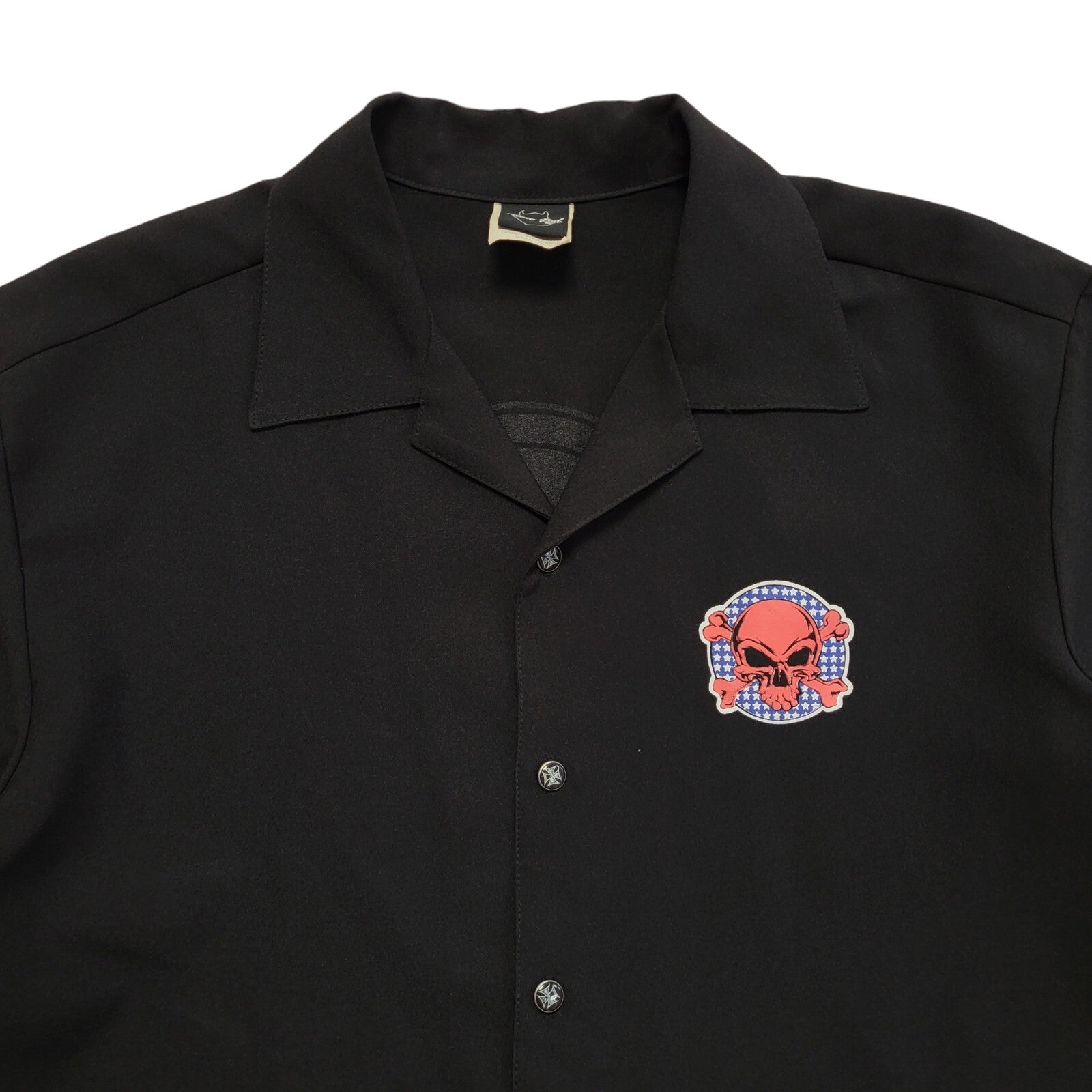 Vintage 90's Black Skull Graphic Short Sleeve Shirt Uk Men's Size L