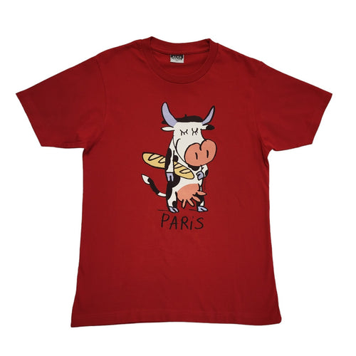 Alma Mater Vintage Y2K Red Cow Print Short Sleeve T-Shirt Womens S