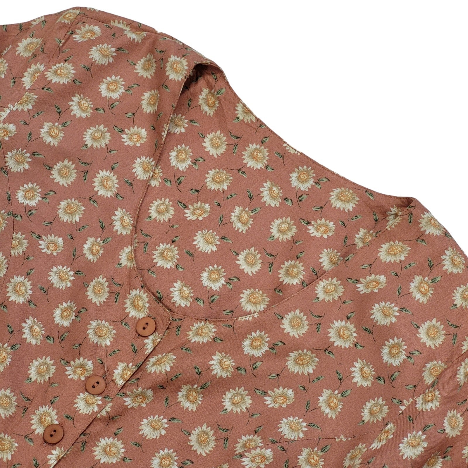 90s Vintage Essentials Peach Floral Daywear Dress Women's Size 12