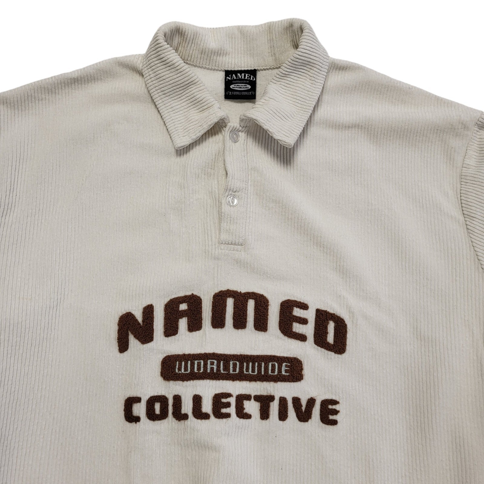 Named Vintage 80s White Collared Corduroy Jumper Uk Men's Size XS/S