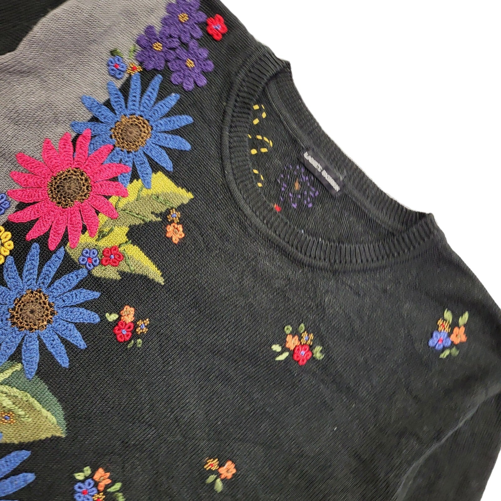 Ladies Fashion Vintage 80's Multicoloured Floral Jumper Womens UK Size 14