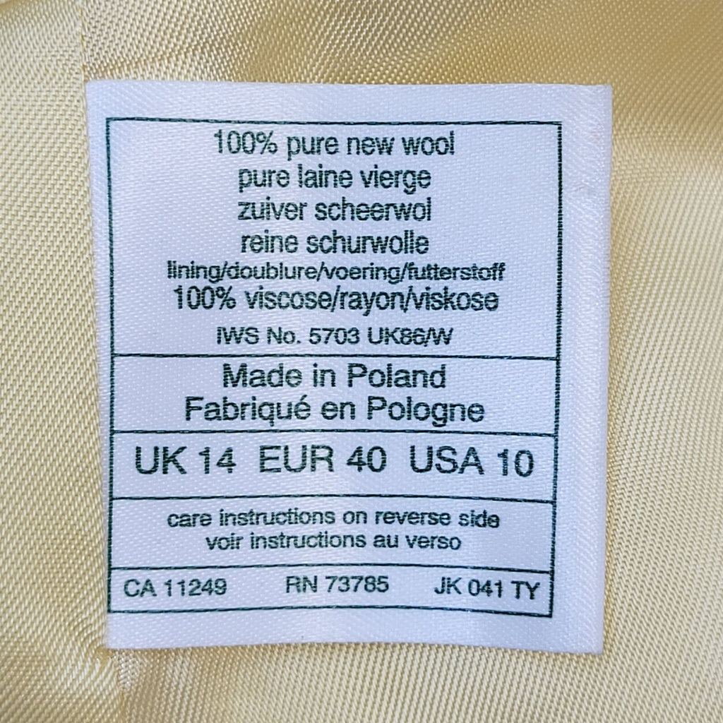 Laura Ashley 90s Vintage Yellow Button Blazer Jacket Women's Size 14 Eu 42