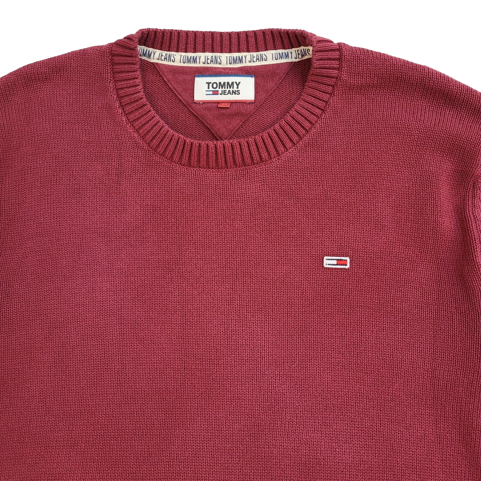 Tommy Jeans Vintage 90's Burgundy Jumper UK Men's Size M