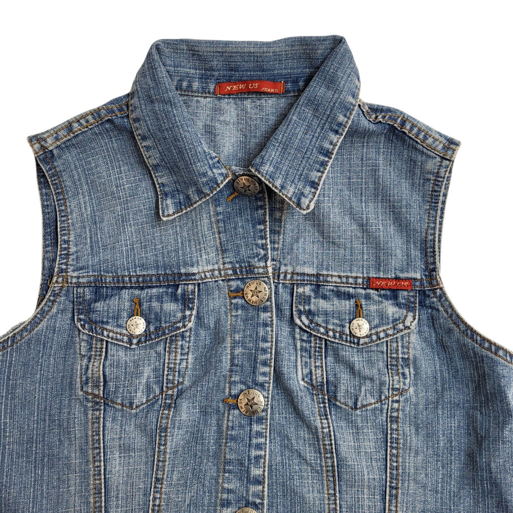 New Us Vintage 90s Blue Button Denim Gilet UK Women's Size 10
