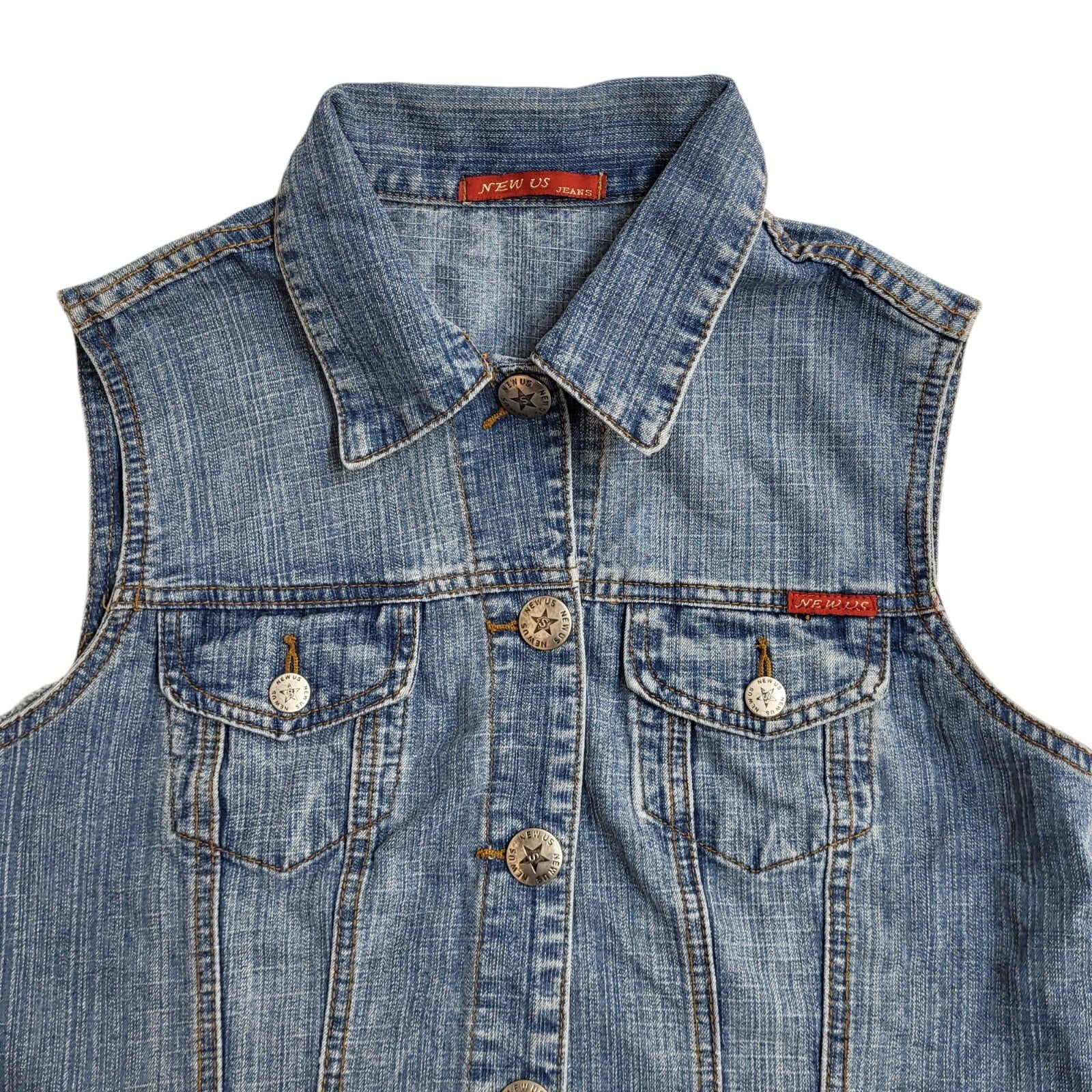 New Us Vintage 90s Blue Button Denim Gilet UK Women's Size 10