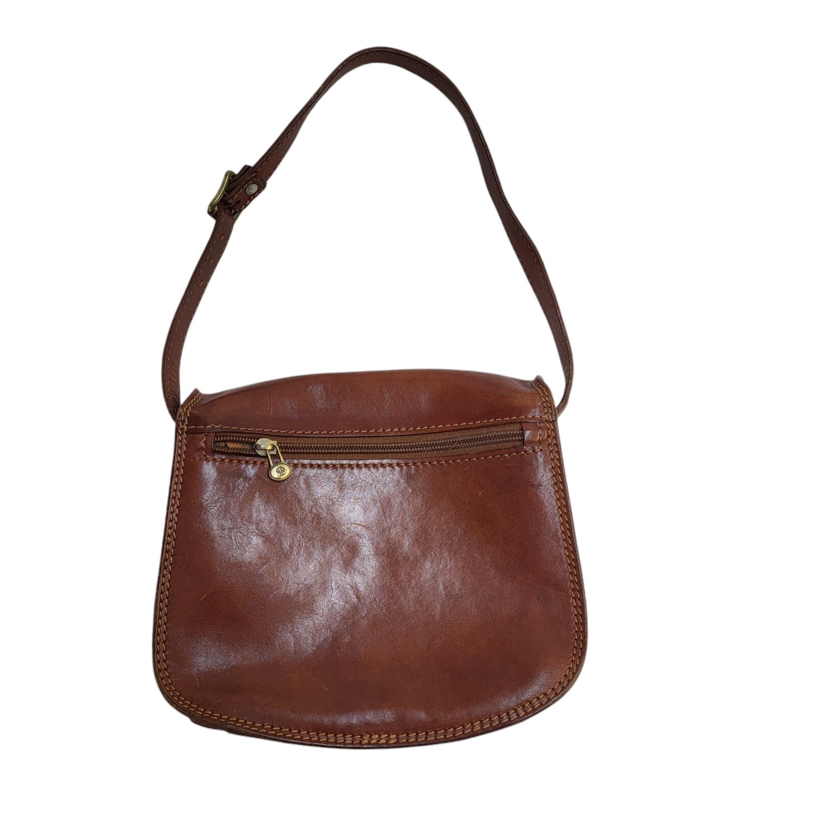 Sorrento De Martino Brown Leather Clasp Shoulder Bag Uk Women's Size 7.5" x 9.5"