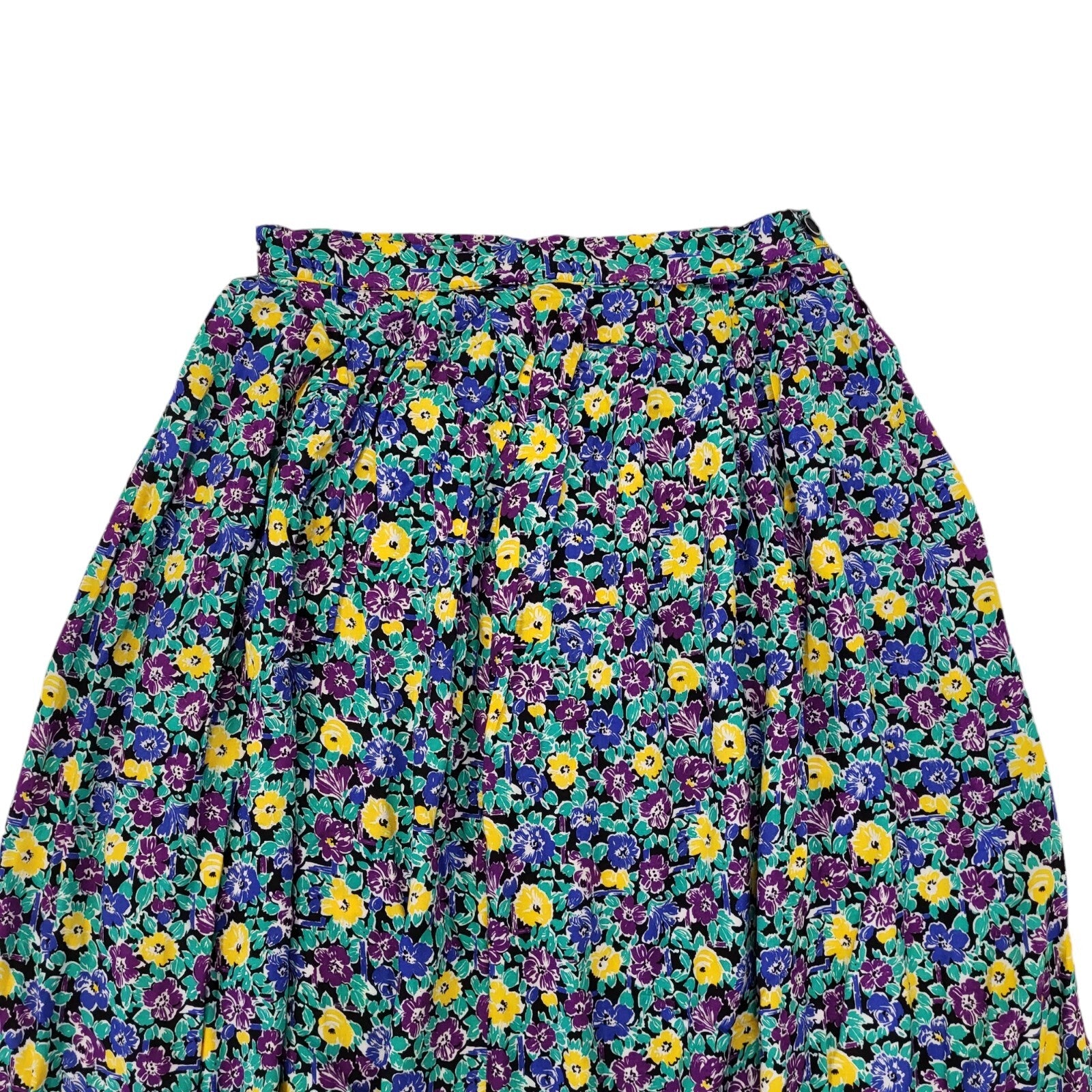 Sixth Sense Vintage 90s Green Floral Skirt Uk Women's Size 12 W30