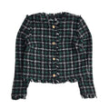 Warehouse Modern Green & Black Checked Button Front Jacket UK Women's Size 8
