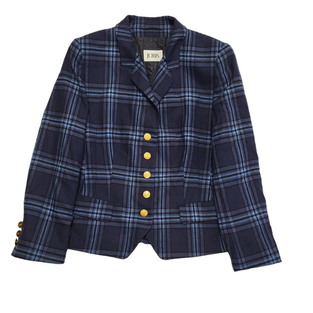 Jobis Vintage 90's  Blue Checked Button Front Blazer Jacket Womens UK Size XL