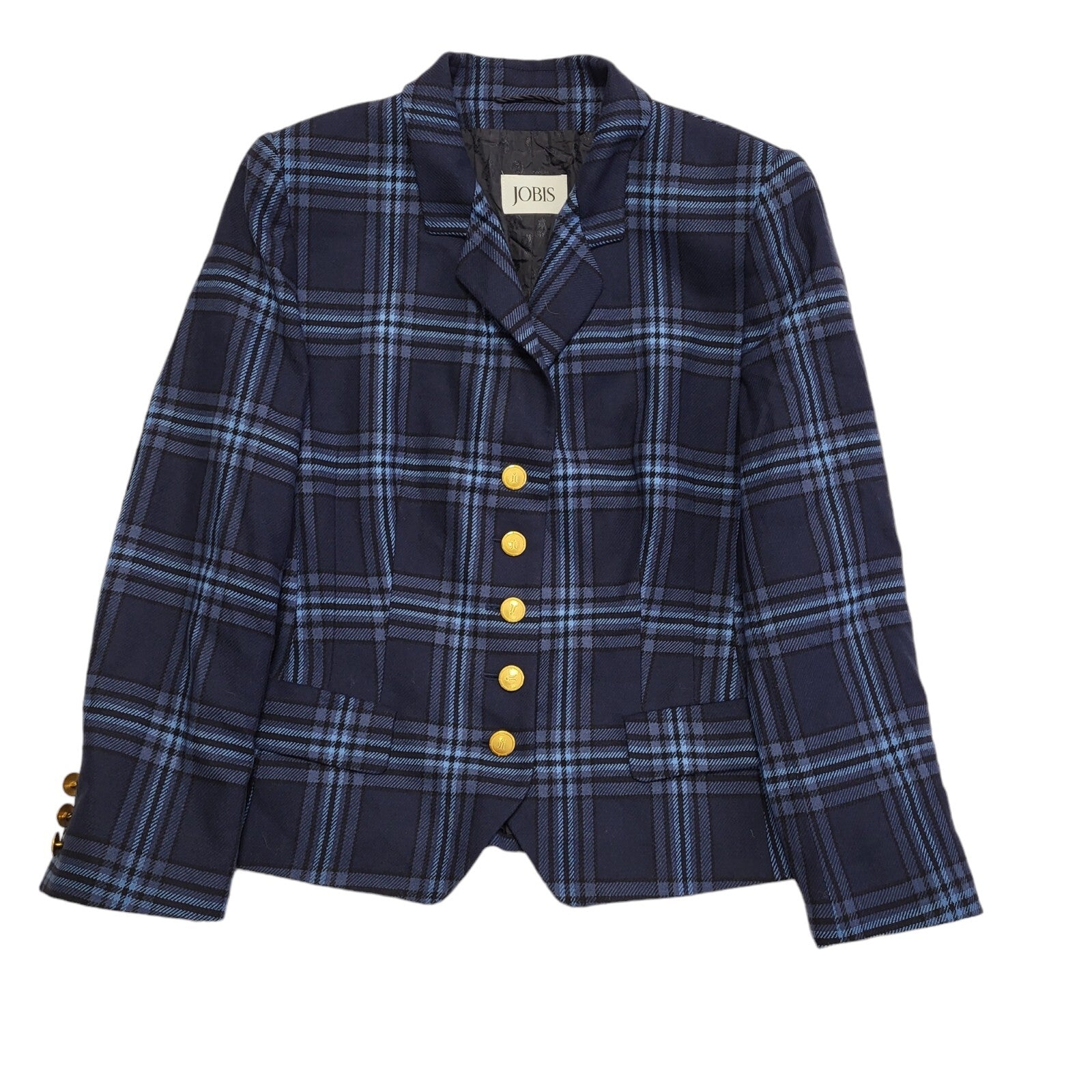 Jobis Vintage 90's  Blue Checked Button Front Blazer Jacket Womens UK Size XL