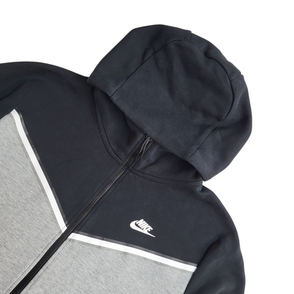 Nike Grey Black Y2K Full Zip Sports Hoodie UK Men's Size XL