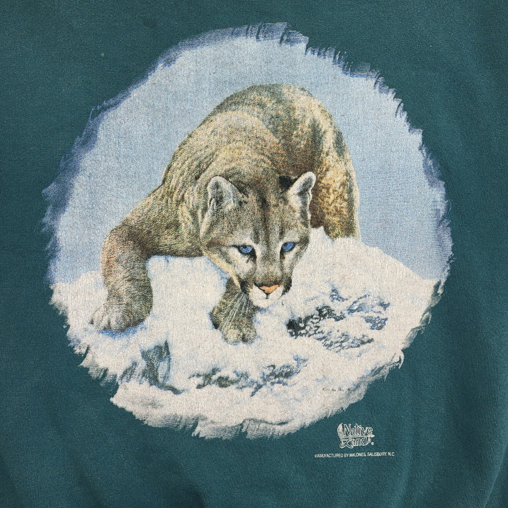 Native Land 90s Green Single Stitch Puma Sweatshirt Uk Women's Size Large