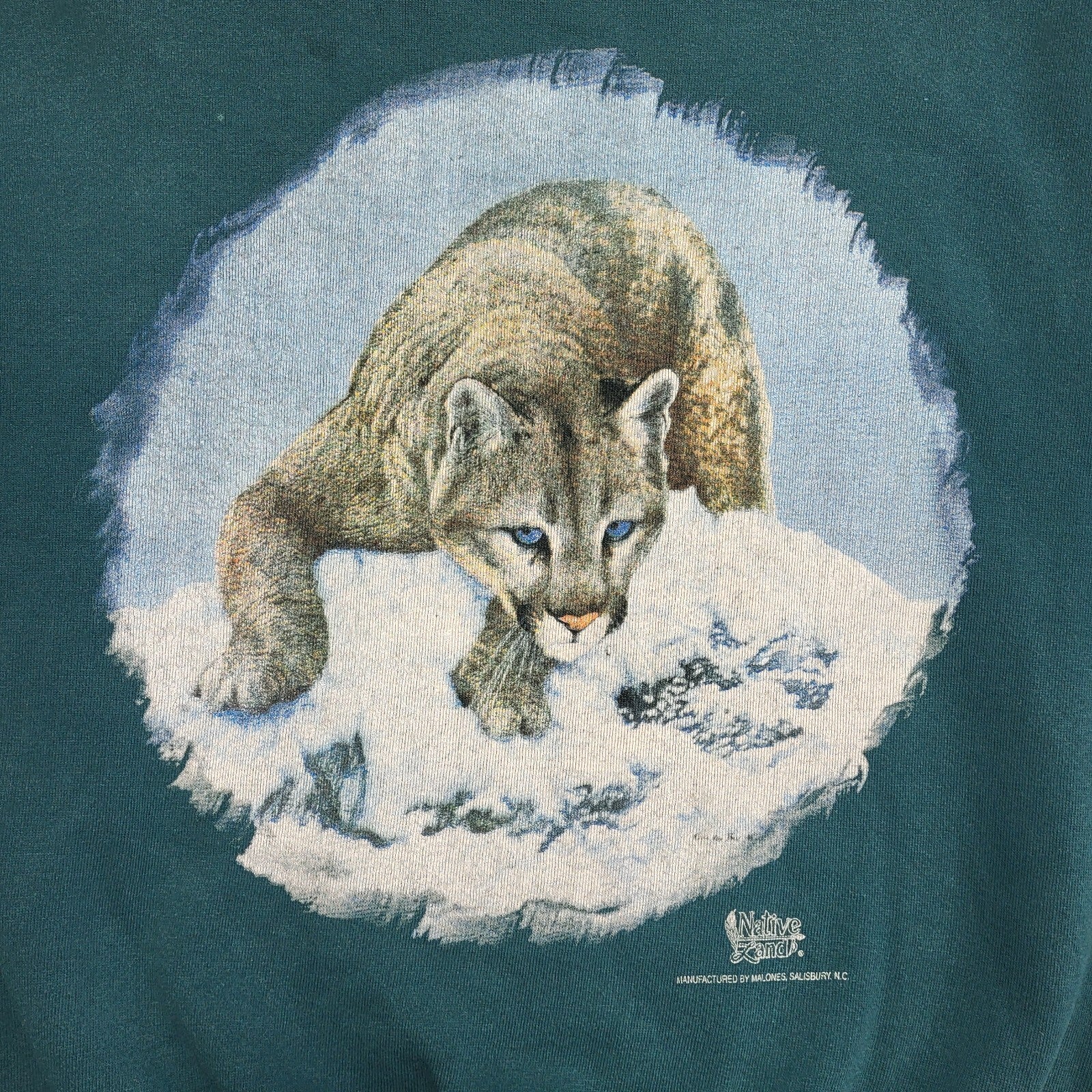 Native Land 90s Green Single Stitch Puma Sweatshirt Uk Women's Size Large