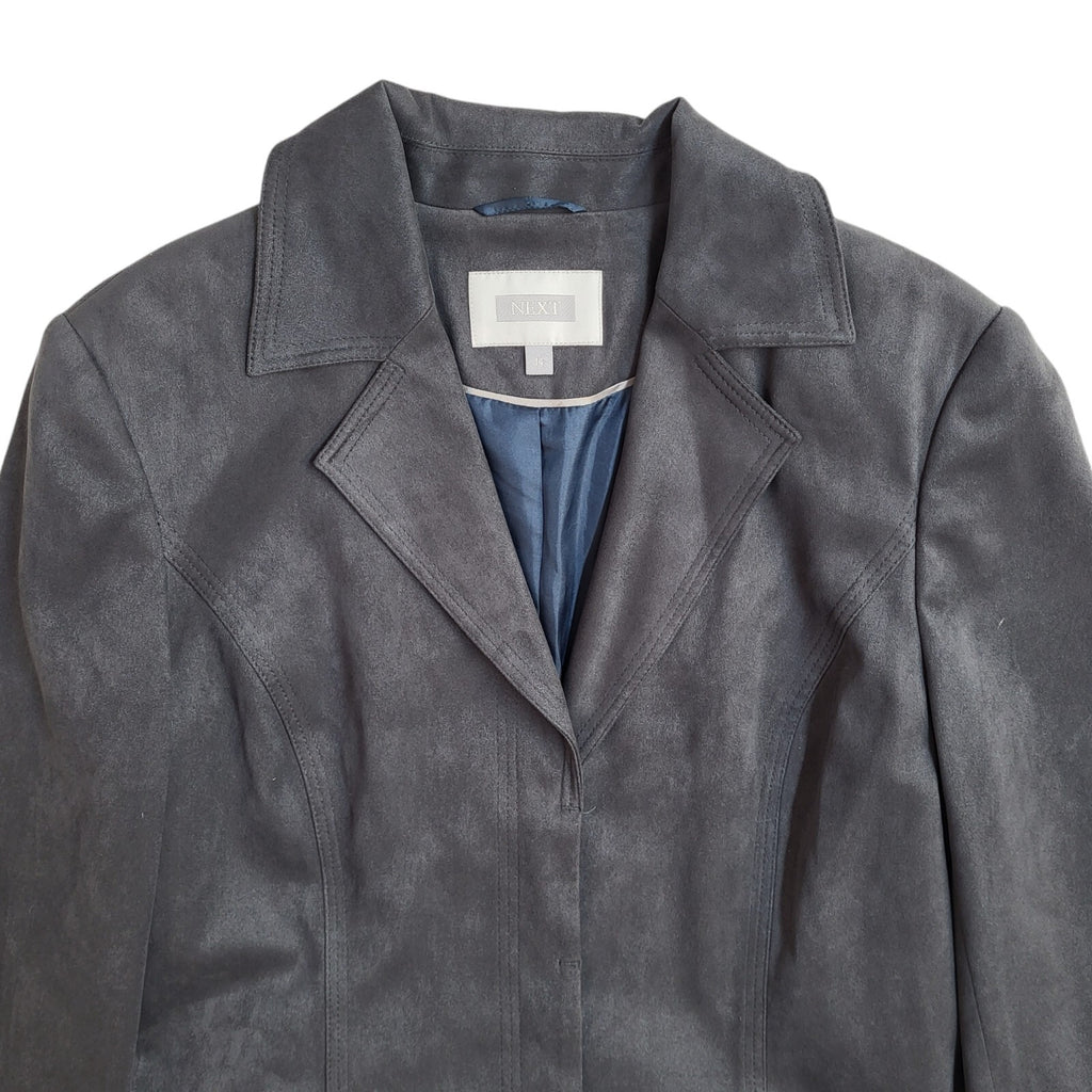 Next Vintage 90's Grey Long Collared Button Front Coat Women's UK 14