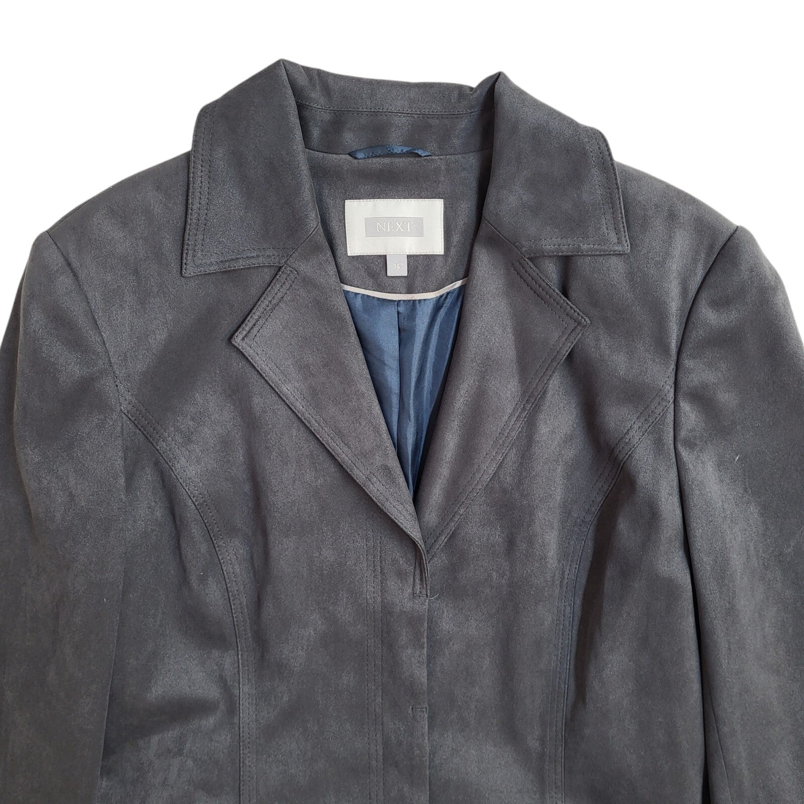 Next Vintage 90's Grey Long Collared Button Front Coat Women's UK 14