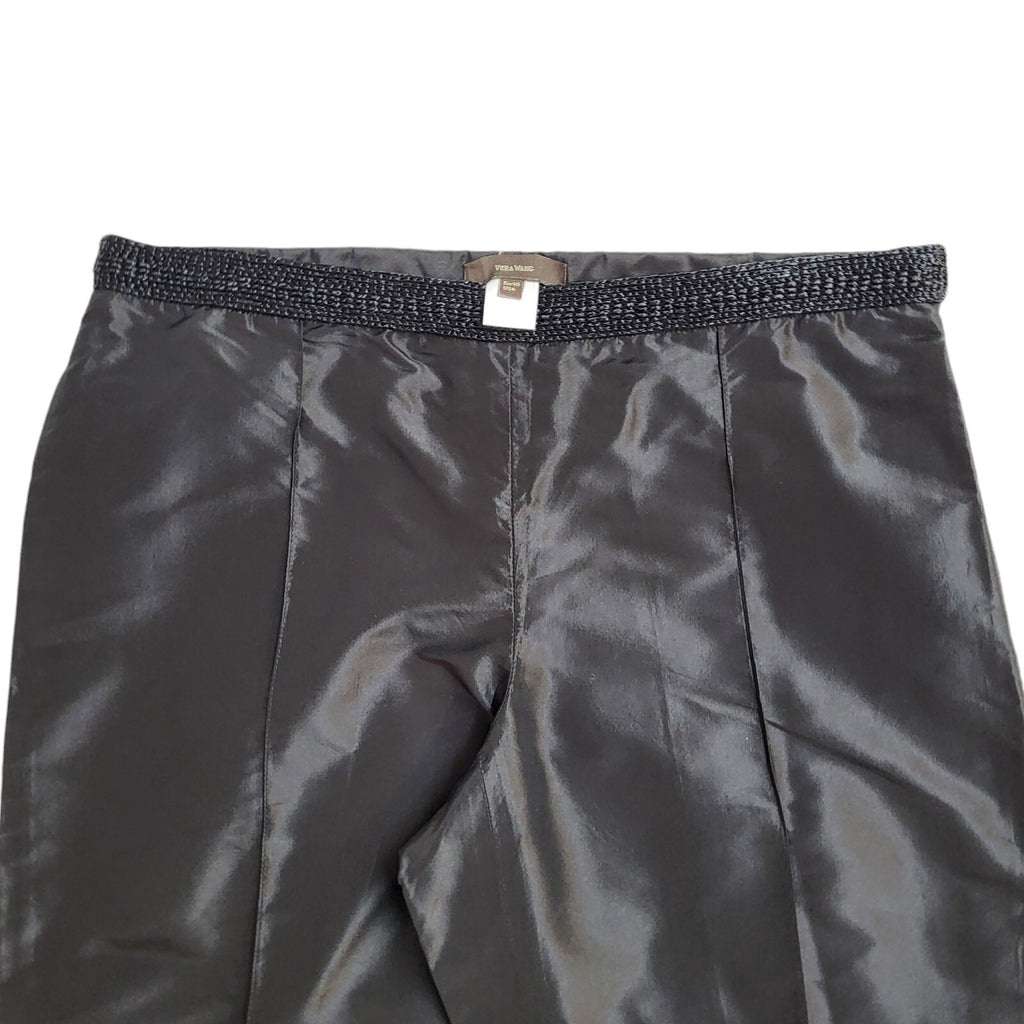 Vera Wang Vintage 90's Black Tapered Shiny Trousers UK Women's 12 W30 L26