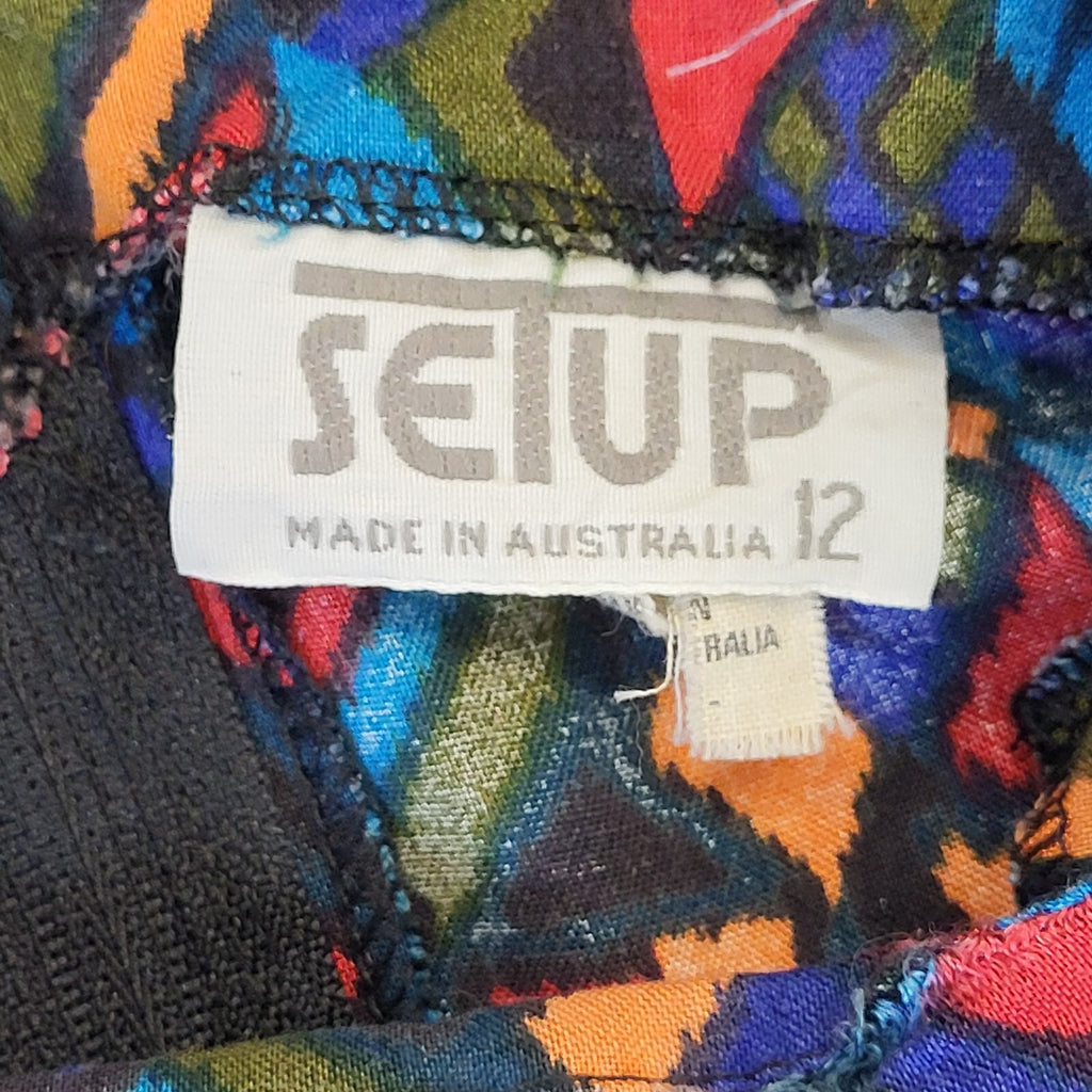 Set Up 80s Vintage Multicoloured  A-Line Sleeveless Daywear Dress Women's 10/12