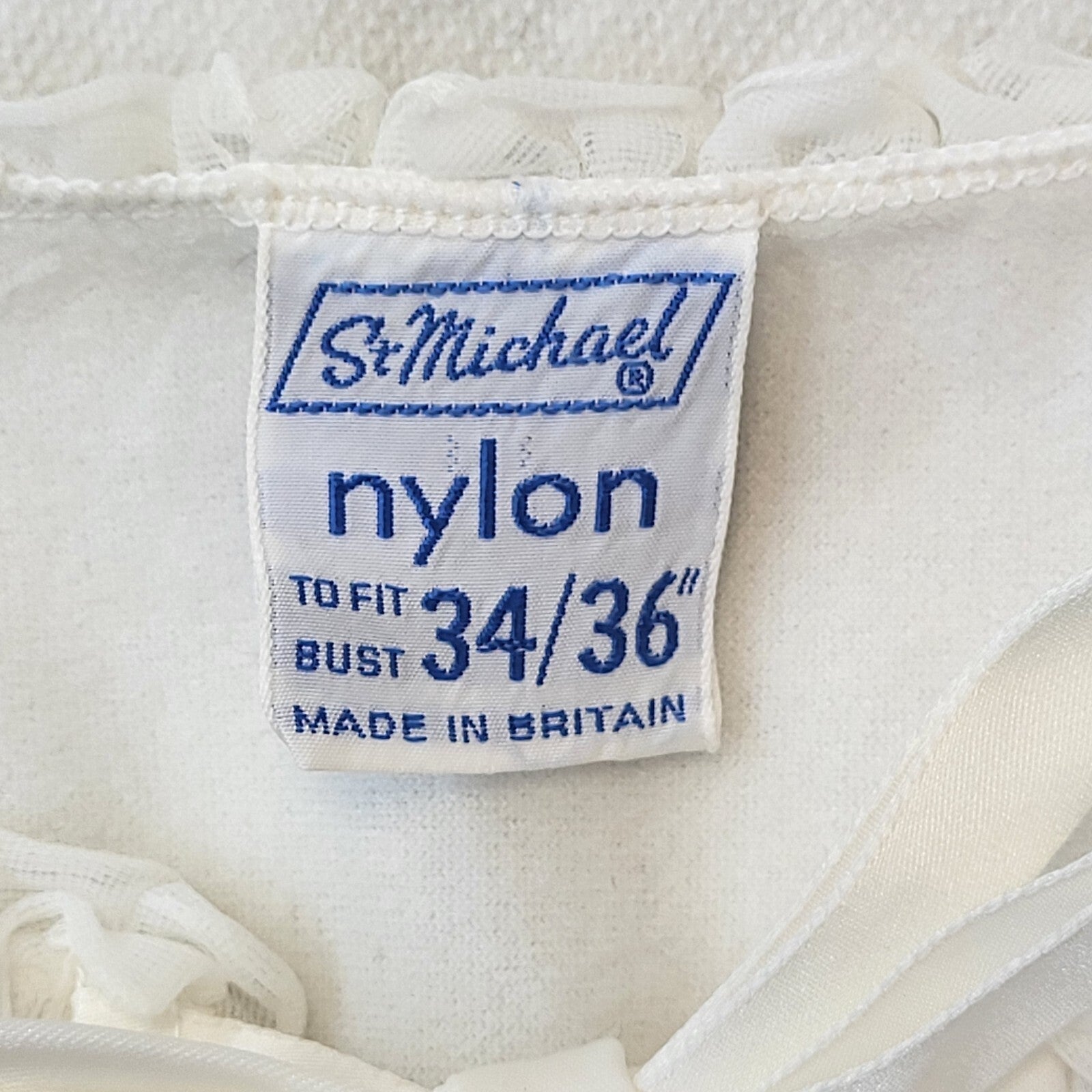 St Michael M&S 60s Vintage White Cropped Ruffle Night Jacket Women's Size S/M