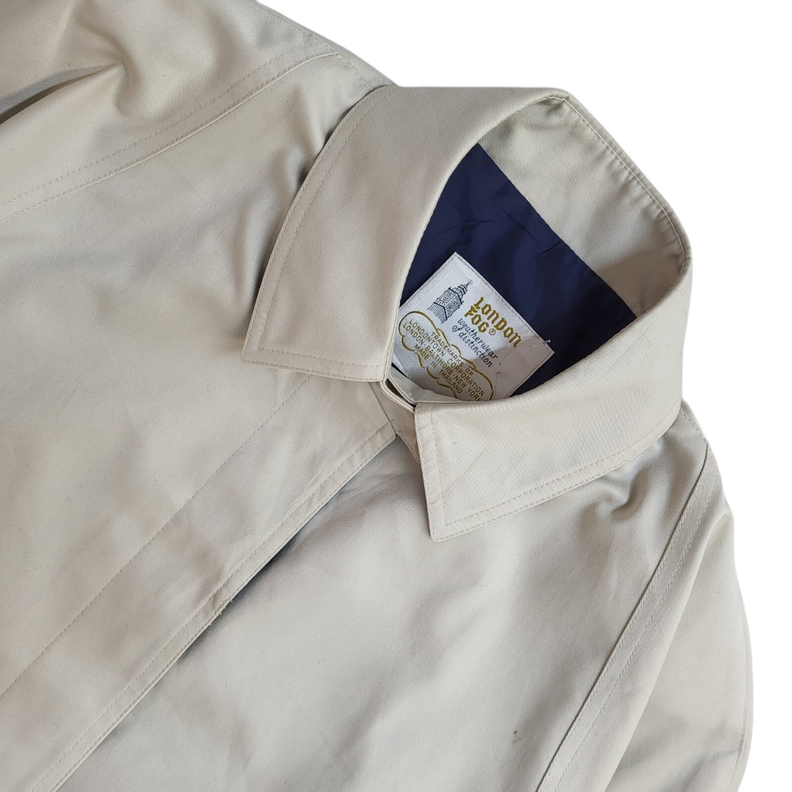 London Fog Cream / Beige  Button Front Collared Coat 90s UK Women's Size 14