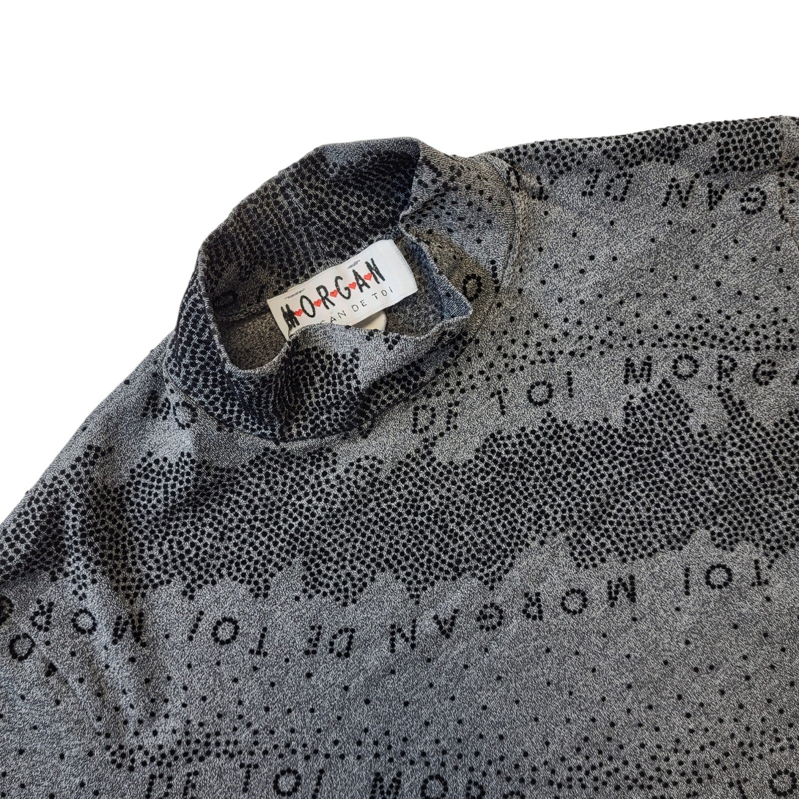 Morgan 90s Vintage Grey High Neck Top Women's UK Size Small