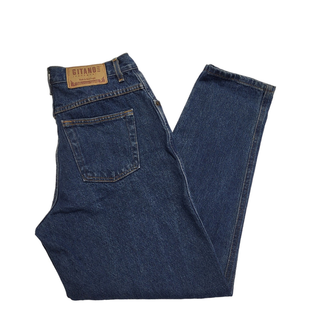 Gitano 90s Dark Blue Tapered Denim High Waist Jeans Uk Women's Size 12 W28 L30