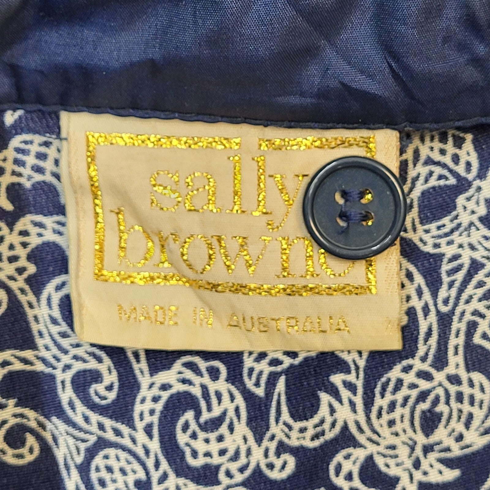 80s Vintage Sally Browne Australia Blue Shirt A-Line Daywear Dress Women's 12