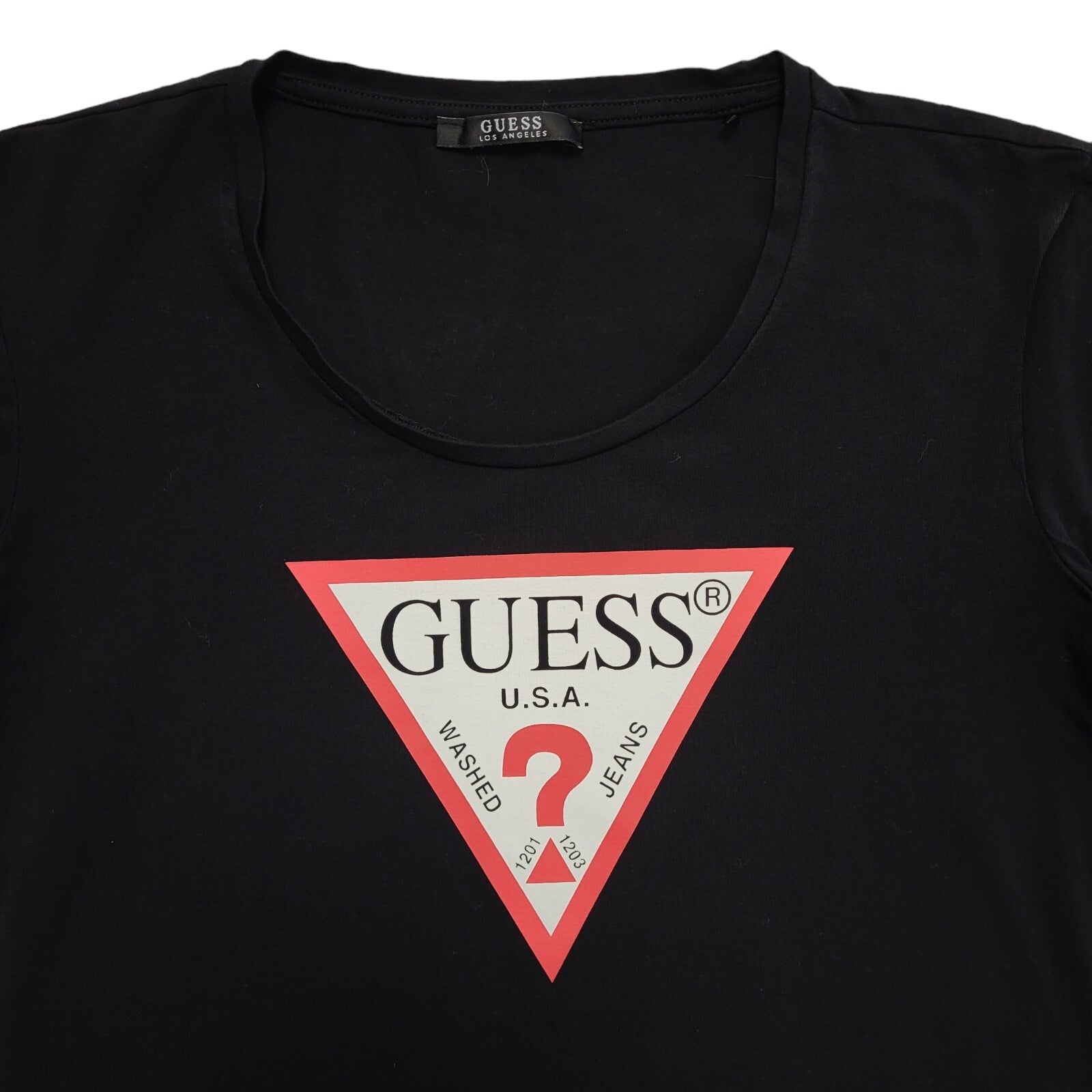 Guess Vintage Y2K  Black Short Sleeve Round Neck T-Shirt Womens UK Size 12