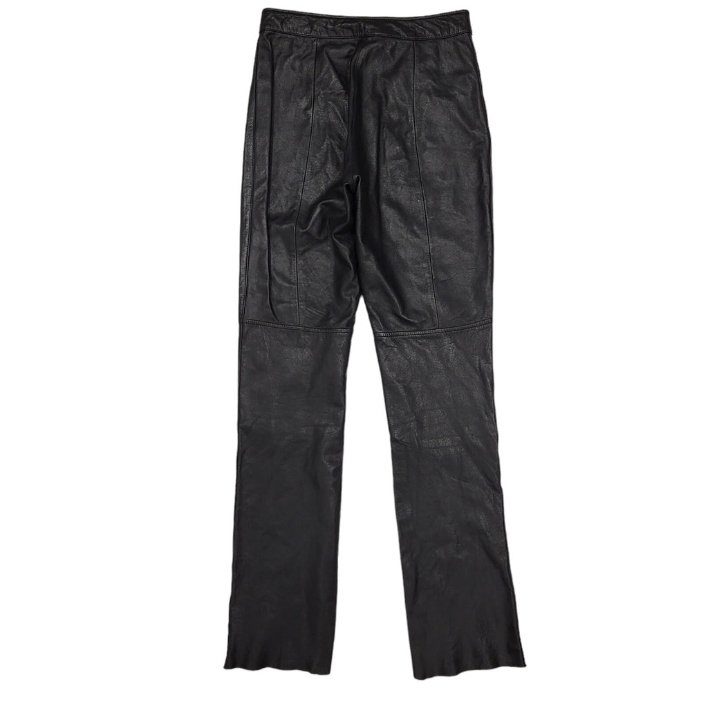 Wilsons Maxima 90s Straight Leg Black Leather Trousers Uk Women's 10 W28 L34