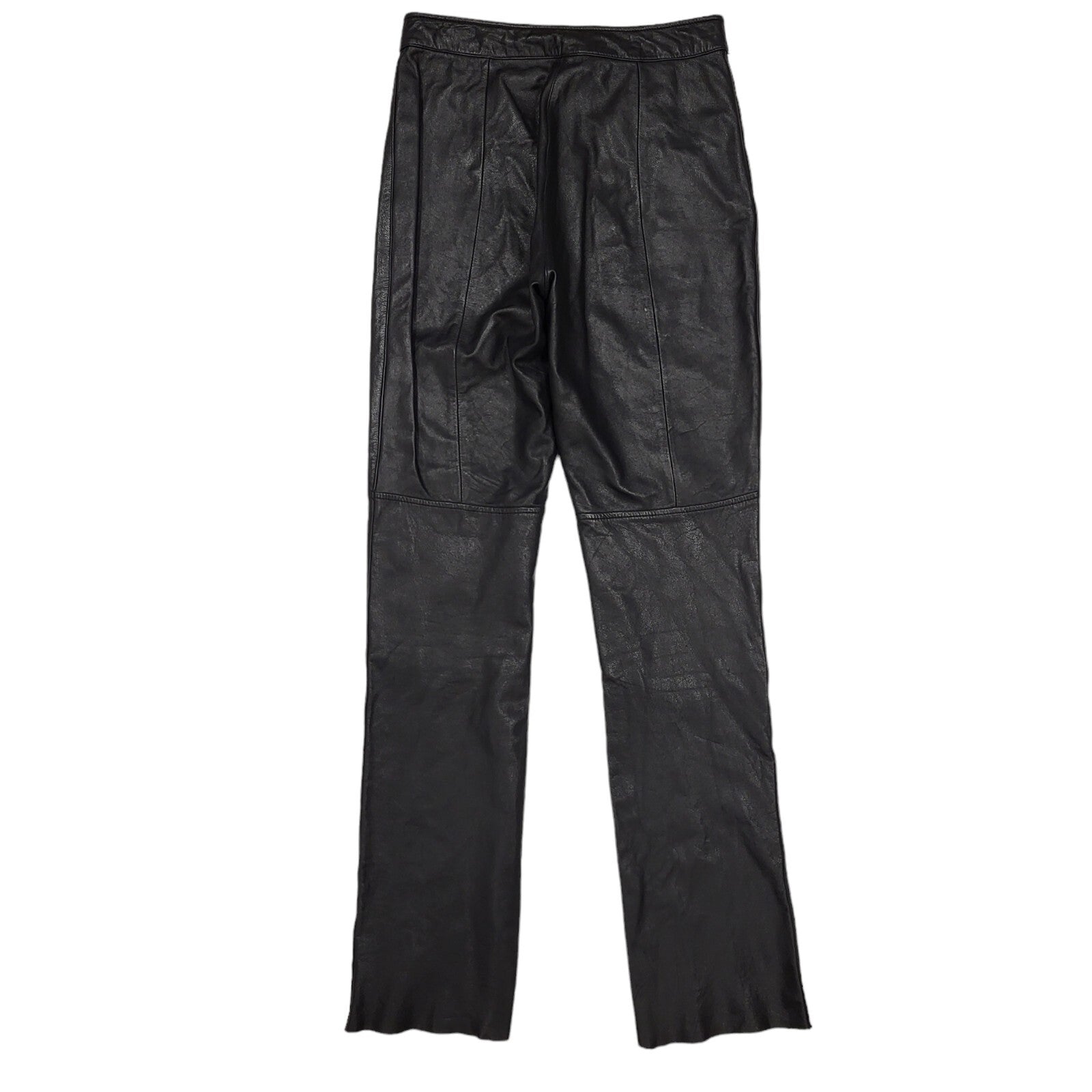 Wilsons Maxima 90s Straight Leg Black Leather Trousers Uk Women's 10 W28 L34