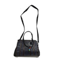 Denise Vintage Black Blue Leather Hand Bag / Shoulder Bag Uk Women's 8.5" x 11"