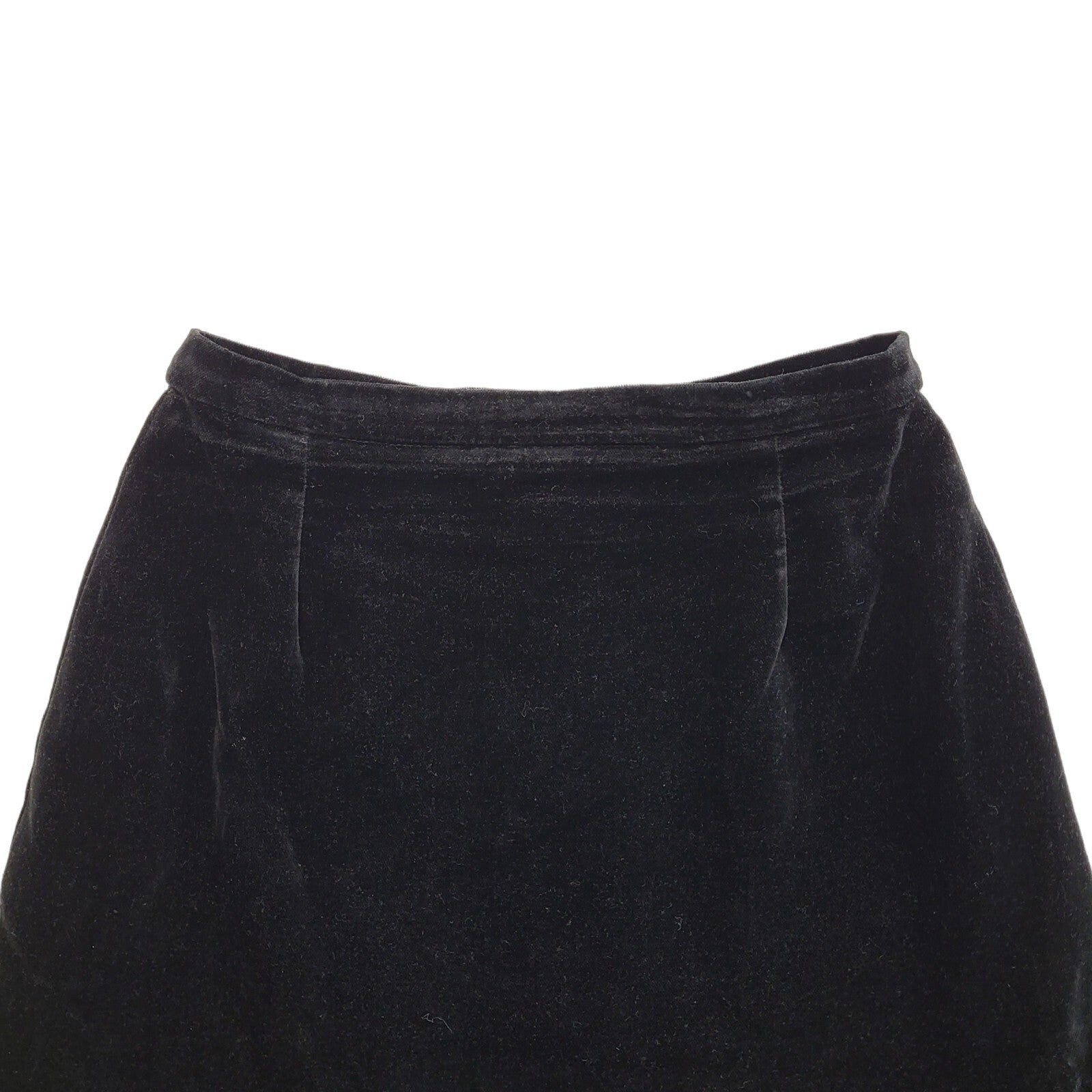 Vintage 80's Black Velour Midi Skirt Womens UK Size 14 W30