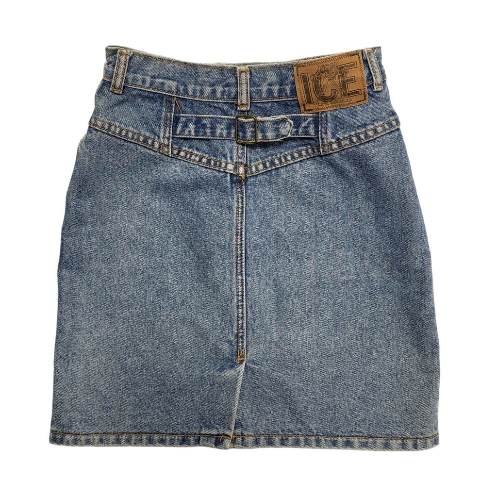 Ice 90s Vintage Blue Acid Wash Denim Mini Skirt Uk Women's Size XS W24