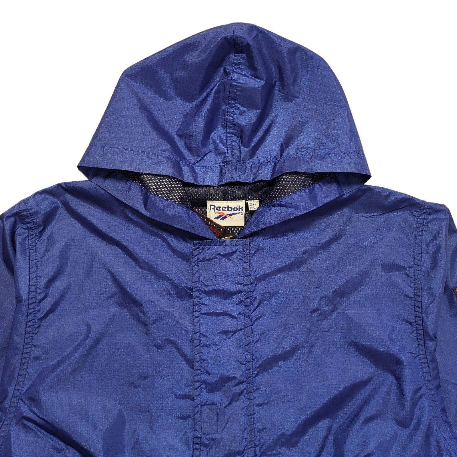 Reebok Blue Vintage 90s 1/4 Zip Sports Hooded Jacket Uk Women's Size 12/14
