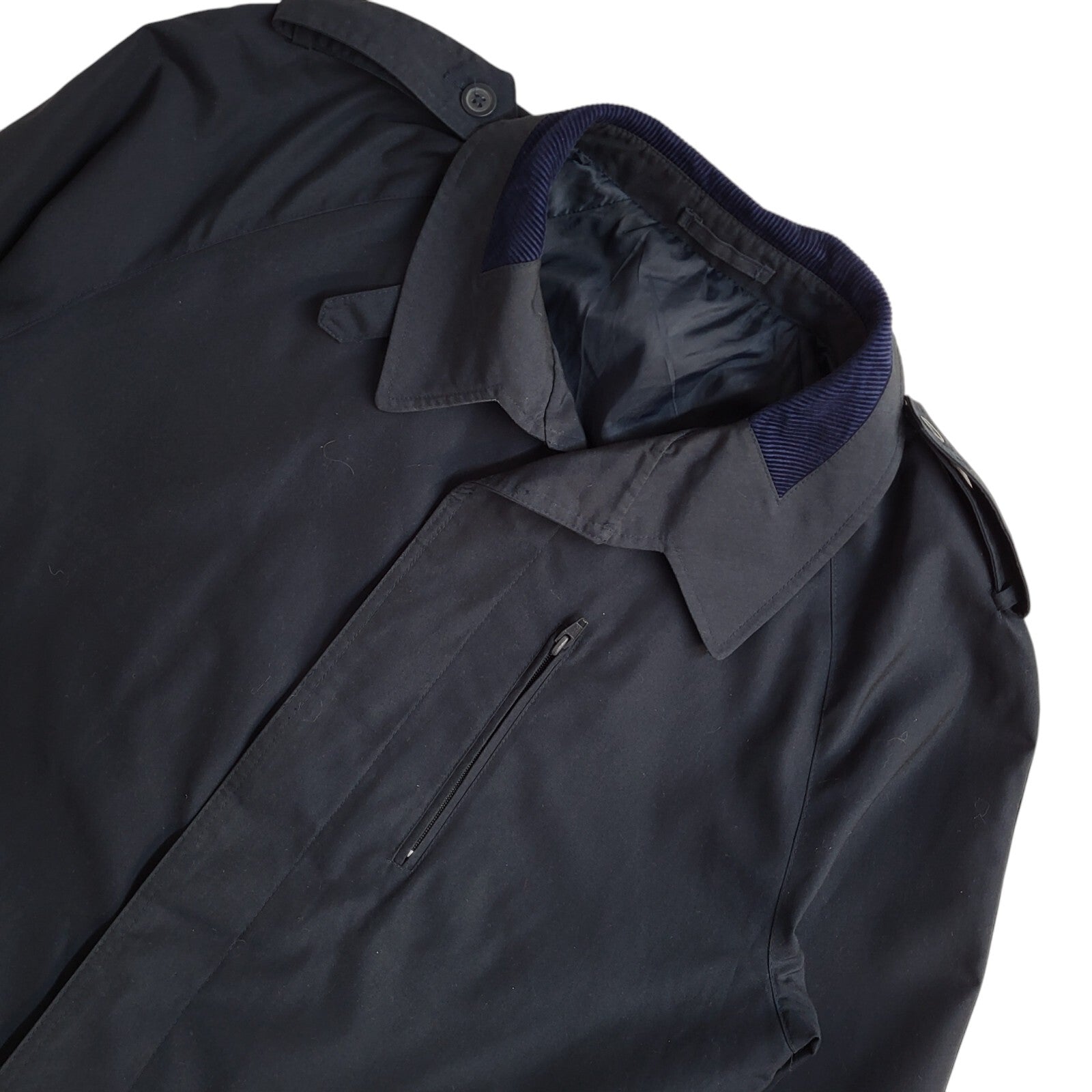 C&A Navy Blue 70s Button Vintage Overcoat Uk Men's Size Large