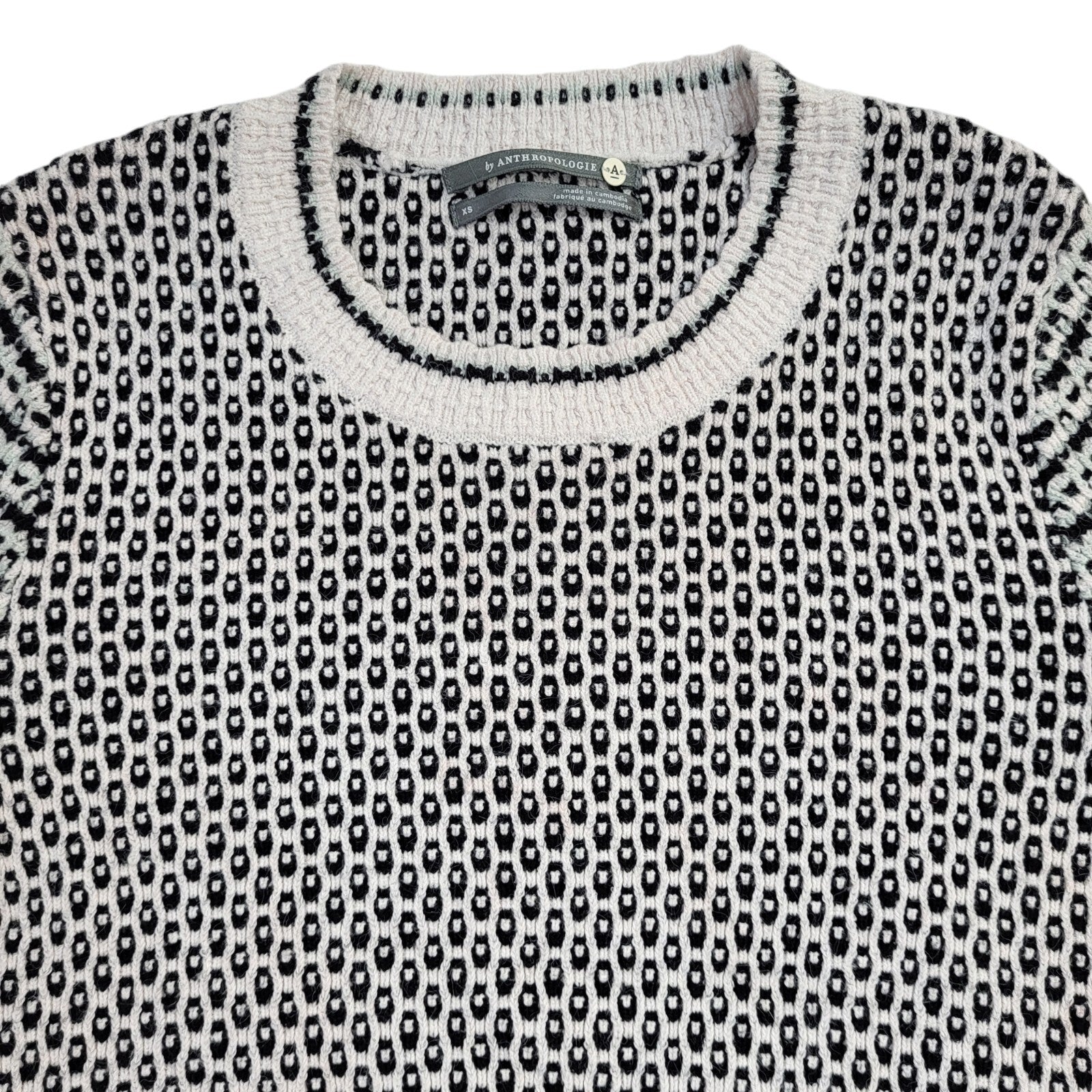 Anthropologie Pink & Black Vintage Y2K Knit T-Shirt Uk Women's Size XS