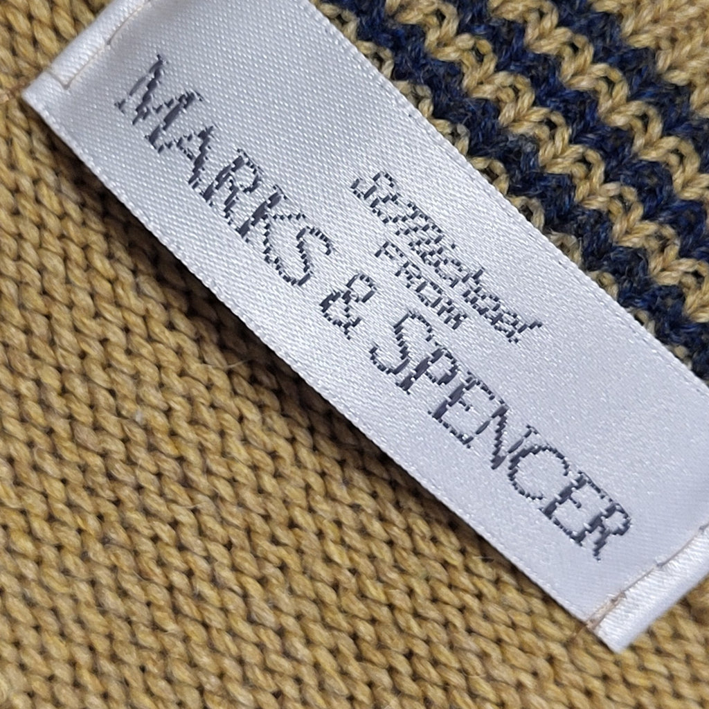 Marks and Spencer Vintage 90's Brown & Blue Striped Jumper Mens UK Medium